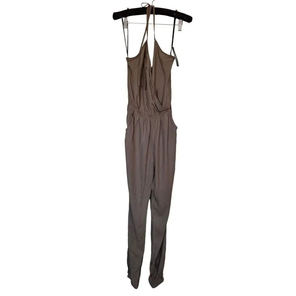 NWT Lulus Learning to Fly Olive Green Halter Jumpsuit Size Small